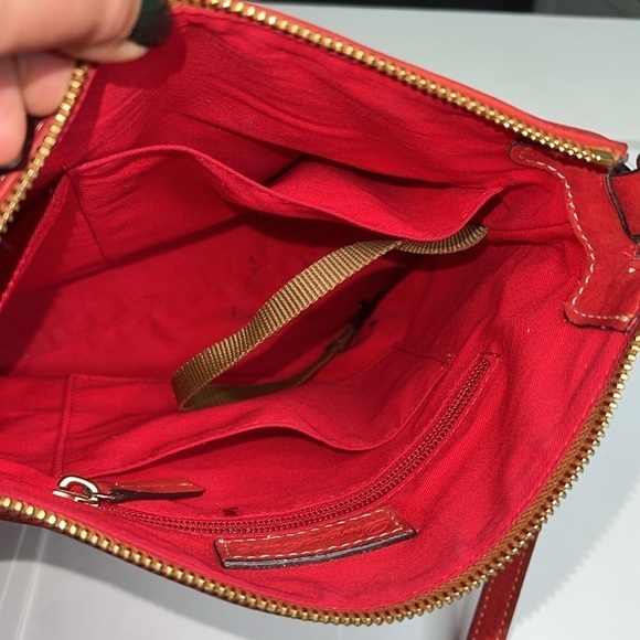 Dooney & Bourke Florentine Letter Carrier Red Suede Crossbody Bag - Picture 10 of 13